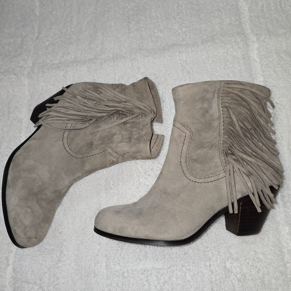 Sam Edelman Louie Tanish Gray Fringe Ankle Bootie 9 Western Cowgirl - Picture 7 of 13